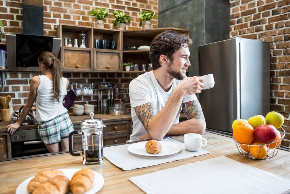 Man Drinks Coffee