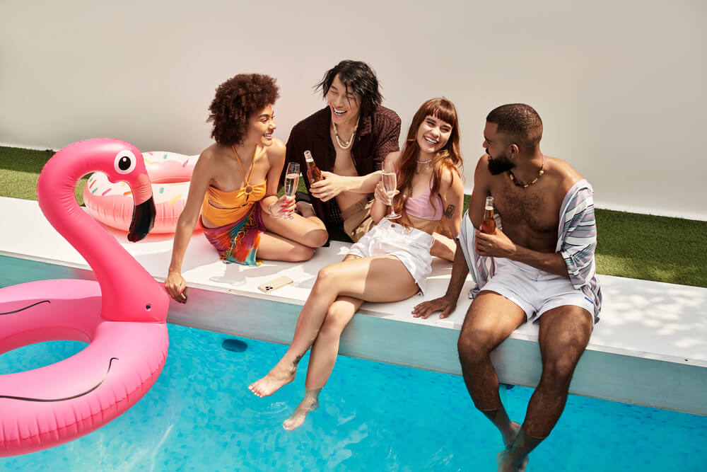 Two Couples by the Pool